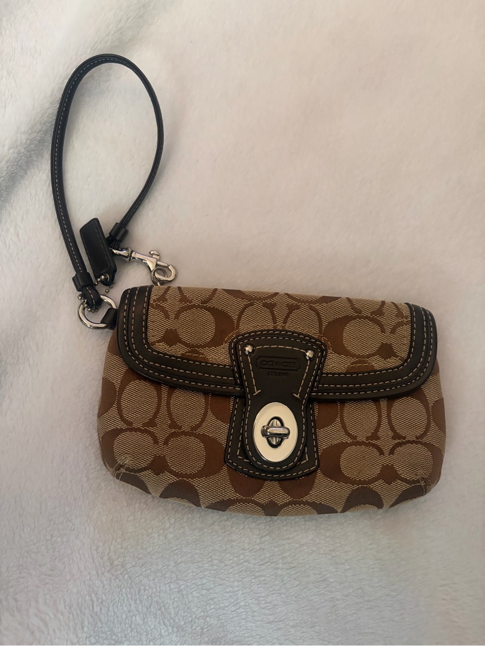 Coach canvas and leather signature wristlet
